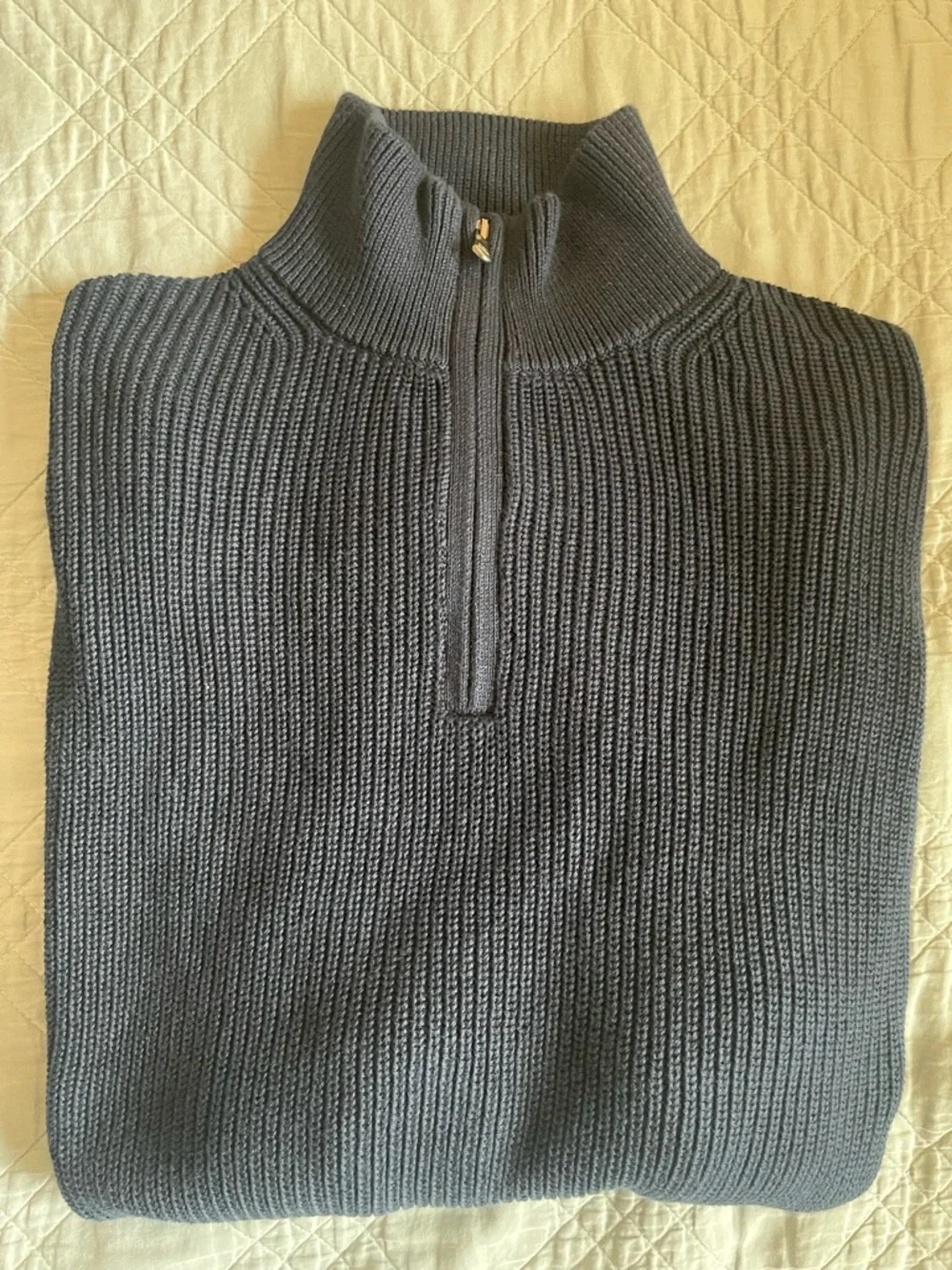 J. CREW Heritage cotton quarter-zip sweater in‎ Navy Size XXL $118 BT793